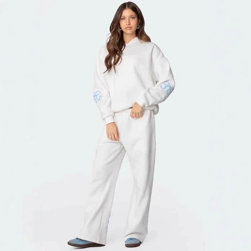 Chic Bow Print Tracksuit