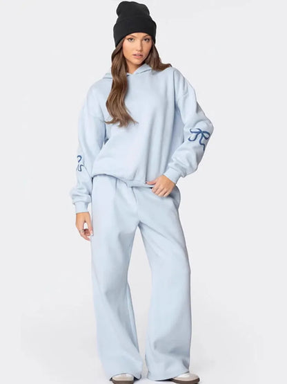 Chic Bow Print Tracksuit